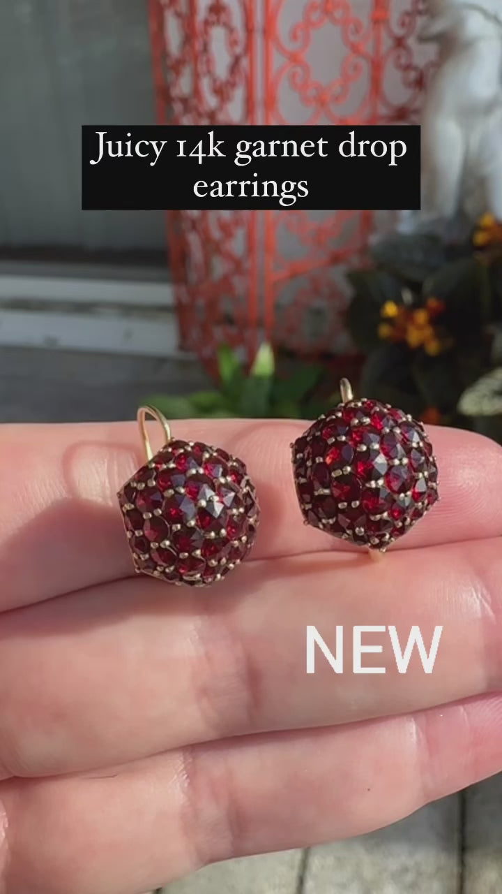 14k Garnet Drop Earrings