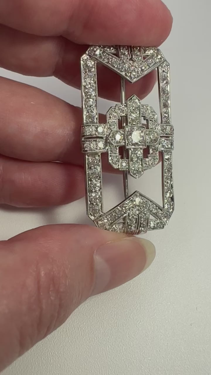 Art Deco Platinum Diamond Brooch