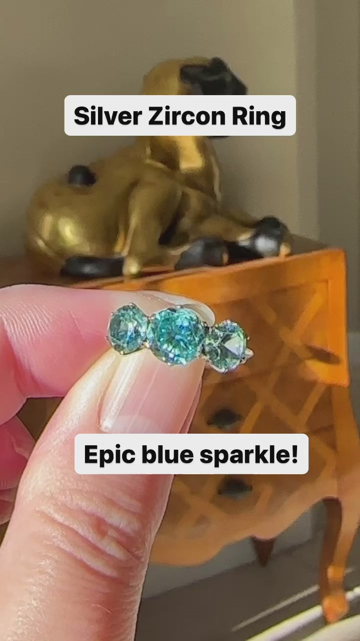 Silver Blue Zircon Ring