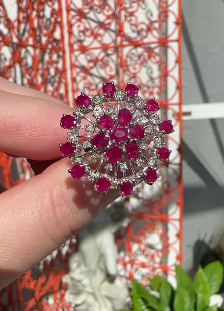 14k Ruby Diamond Burst Ring