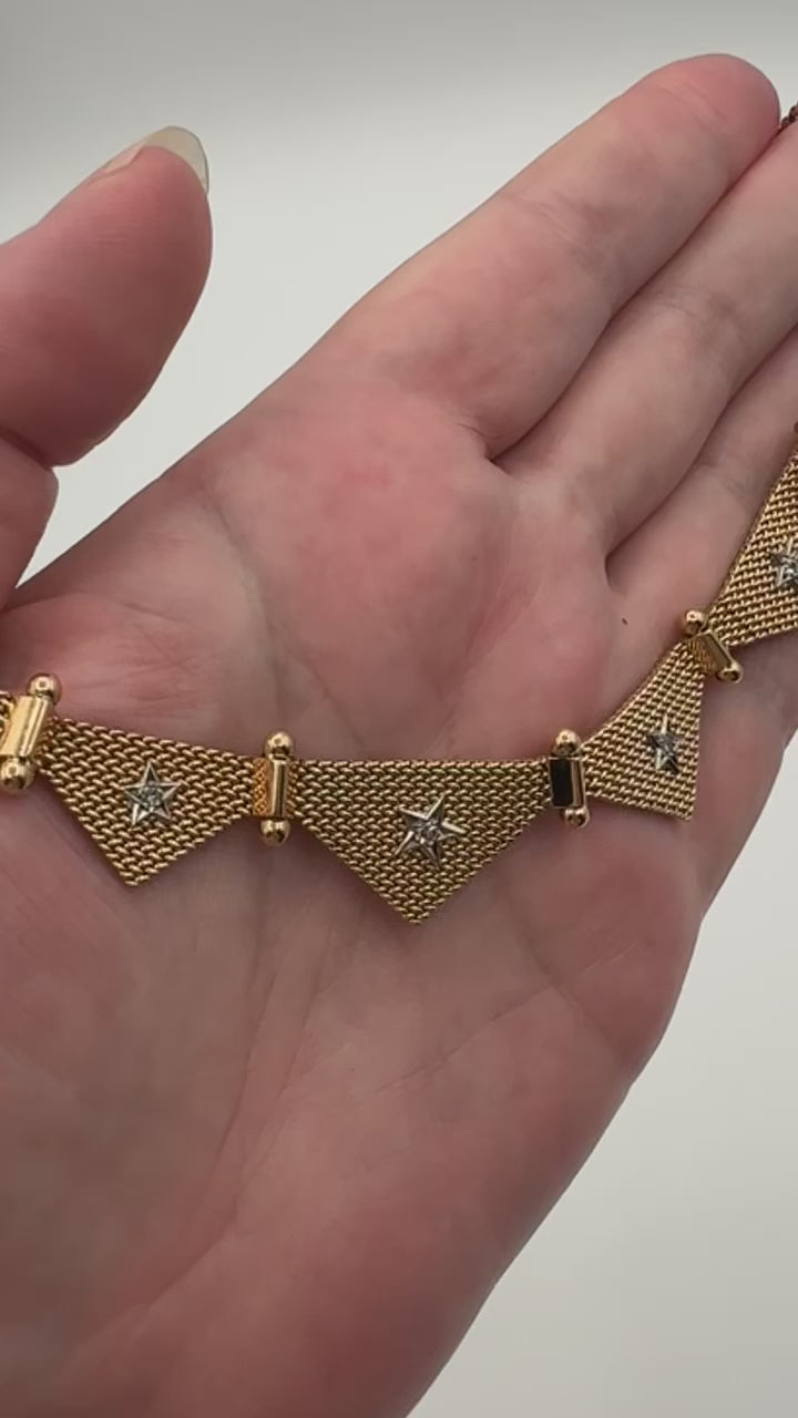 18k Retro Star Diamond Collar Necklace