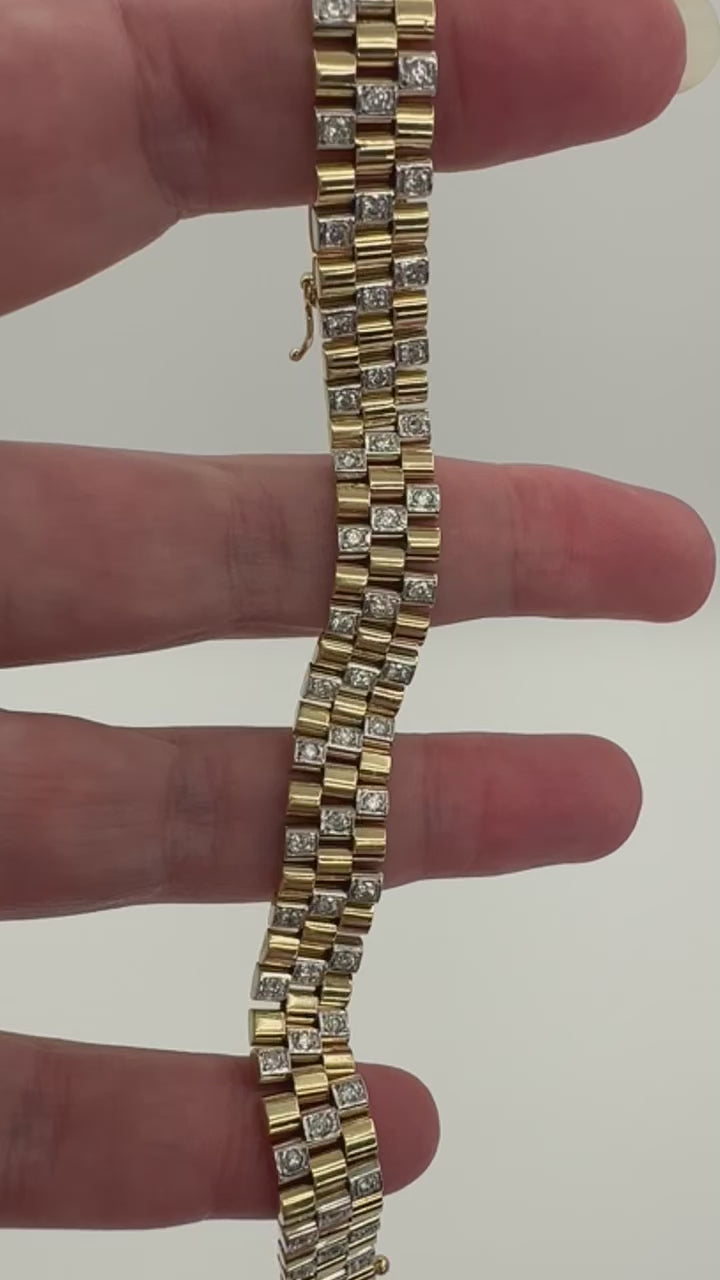 14k Watch Band Style Diamond Bracelet