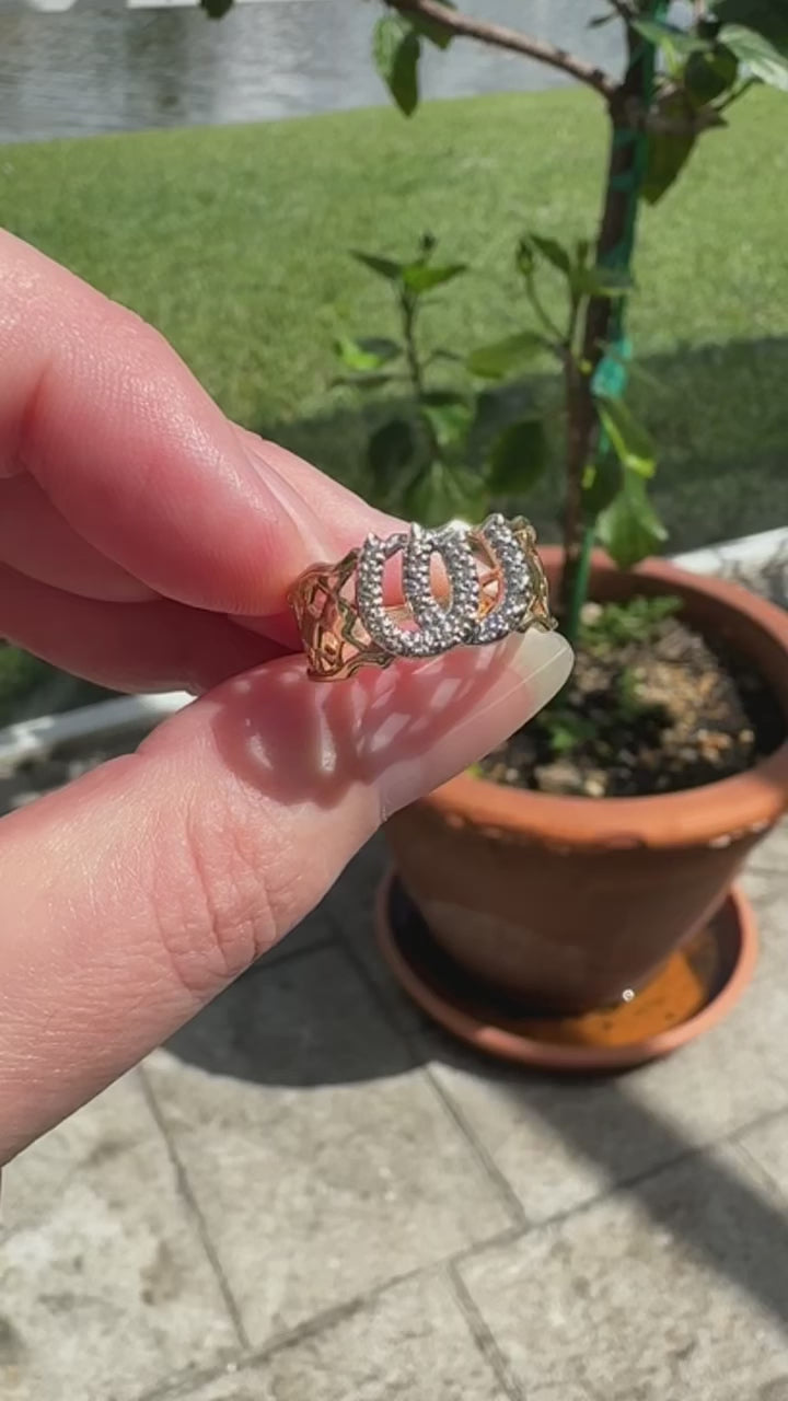 14k Diamond Double Horseshoe Ring