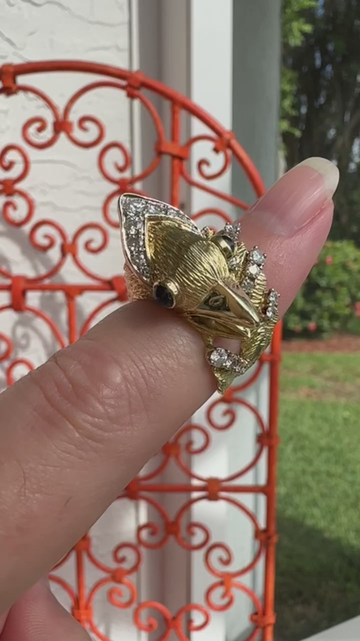14k Diamond Phoenix Bird Ring