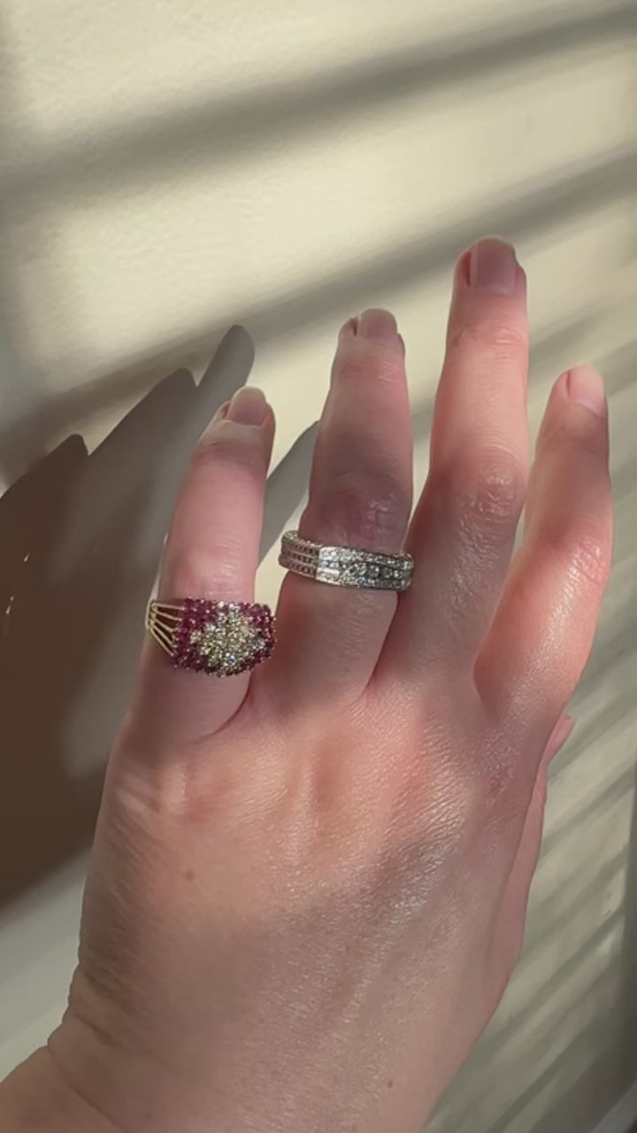 14k White Gold Geometric Diamond Ring