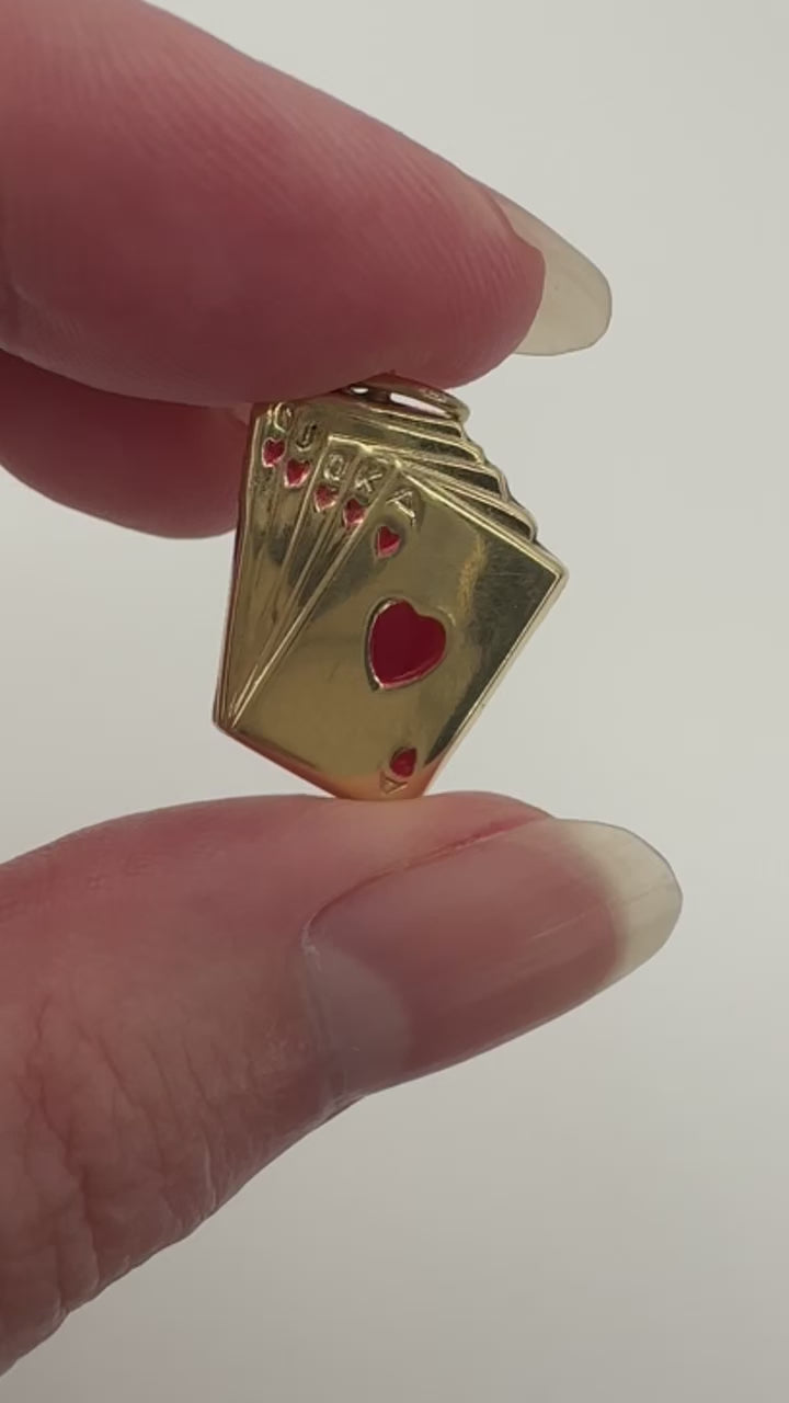 14k Enamel Card Charm