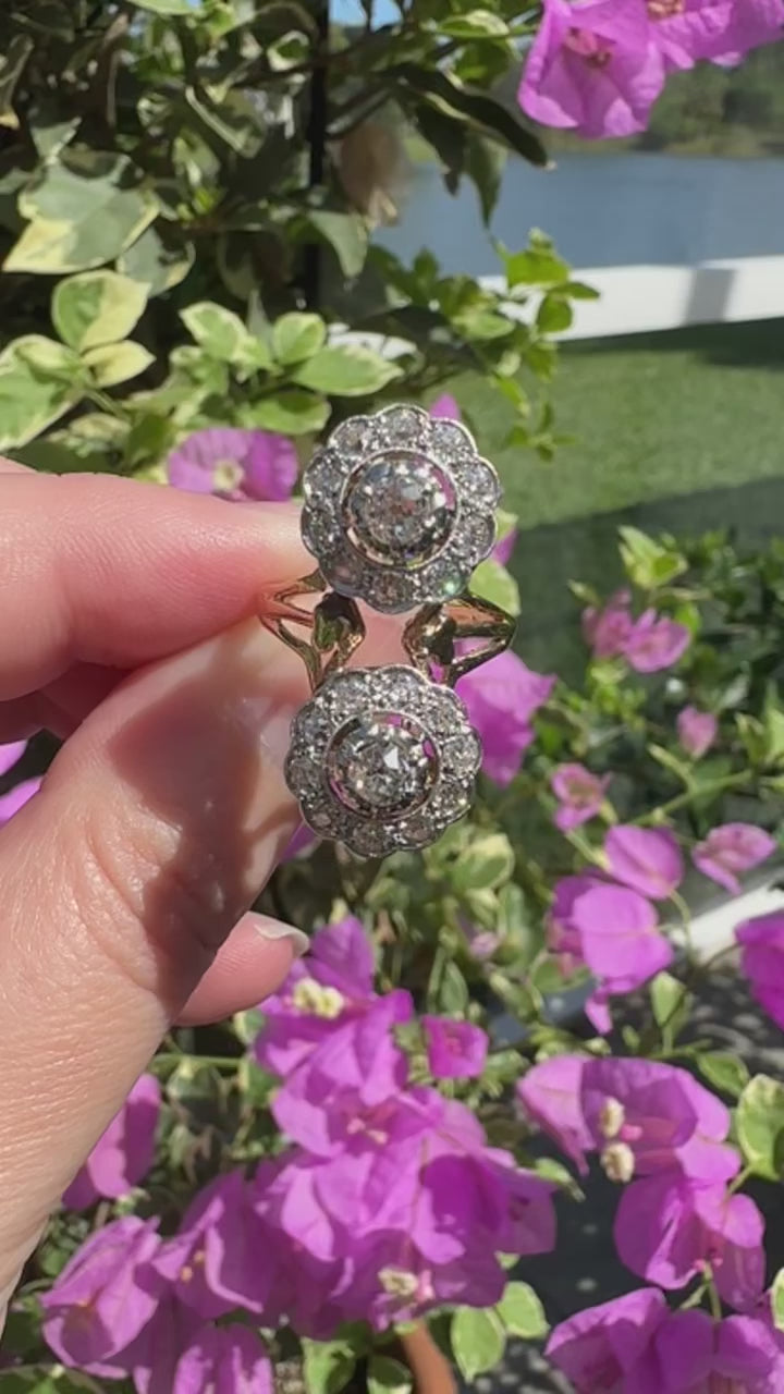14k Platinum Old Cut Diamond Ring