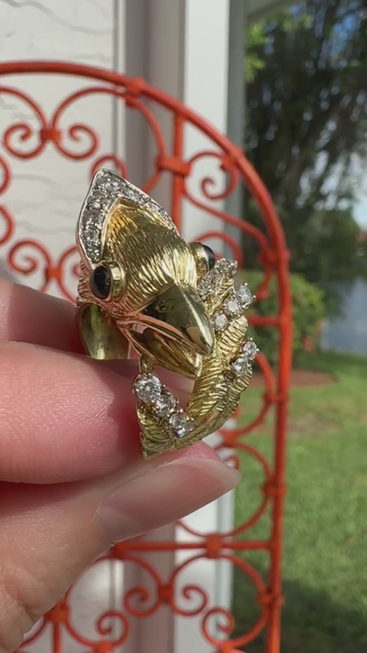 14k Diamond Phoenix Bird Ring