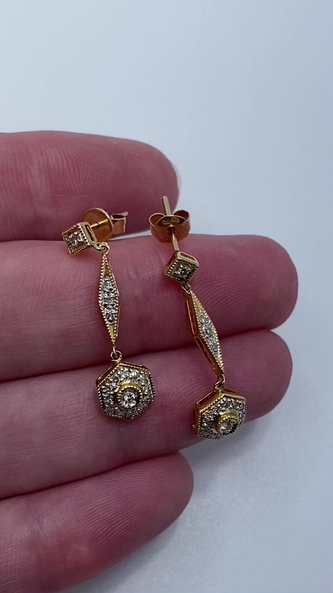 14k Diamond Drop Earrings