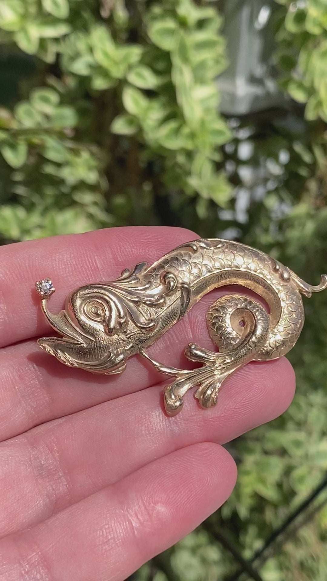 14k Anglerfish Diamond Brooch