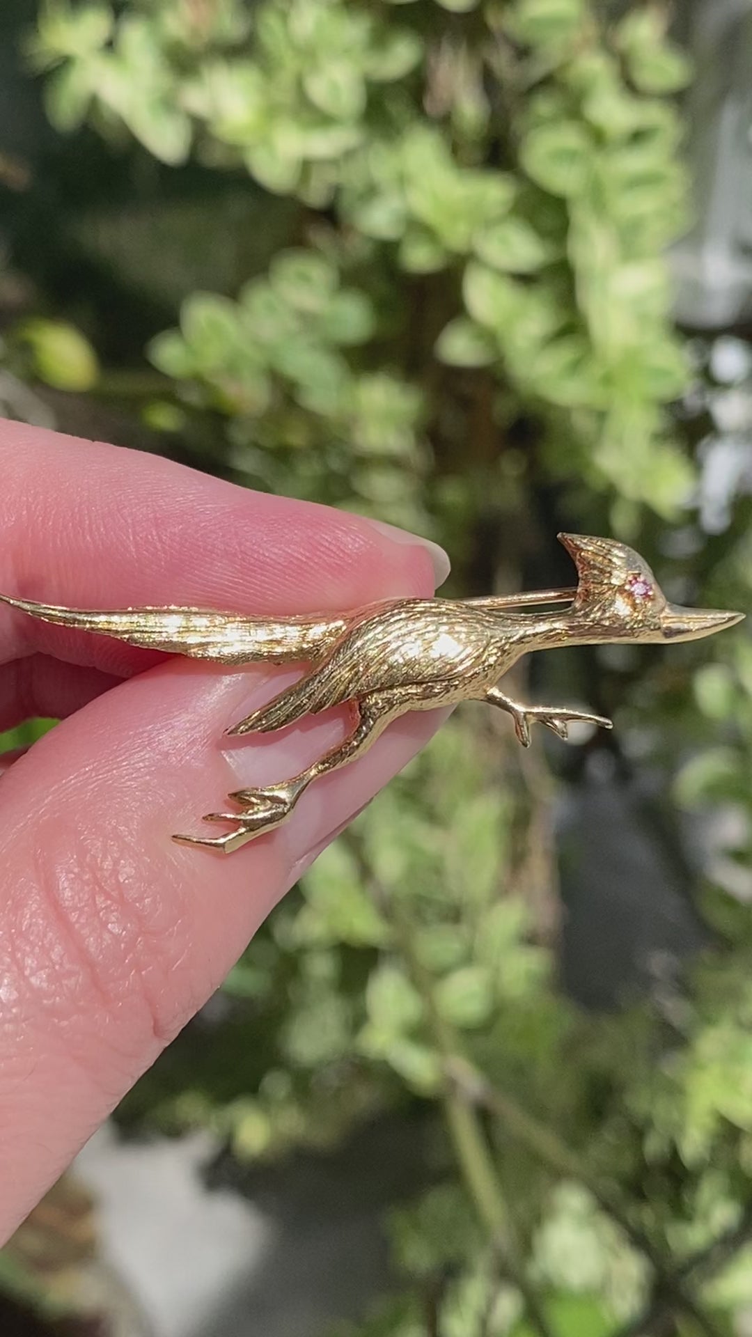 14k Roadrunner Ruby Brooch
