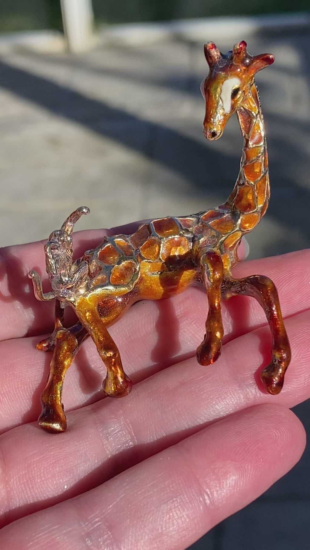 Silver Giraffe and Monkey Enamel Pin