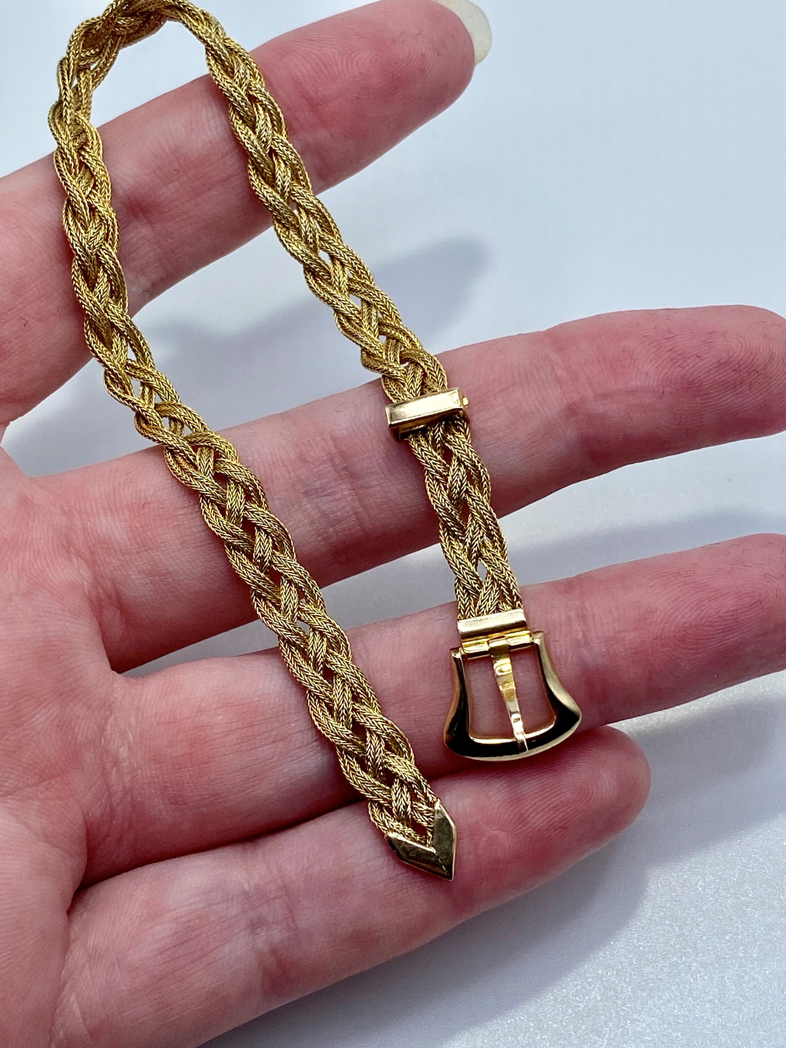 14k Yellow Gold Braided Buckle Bracelet