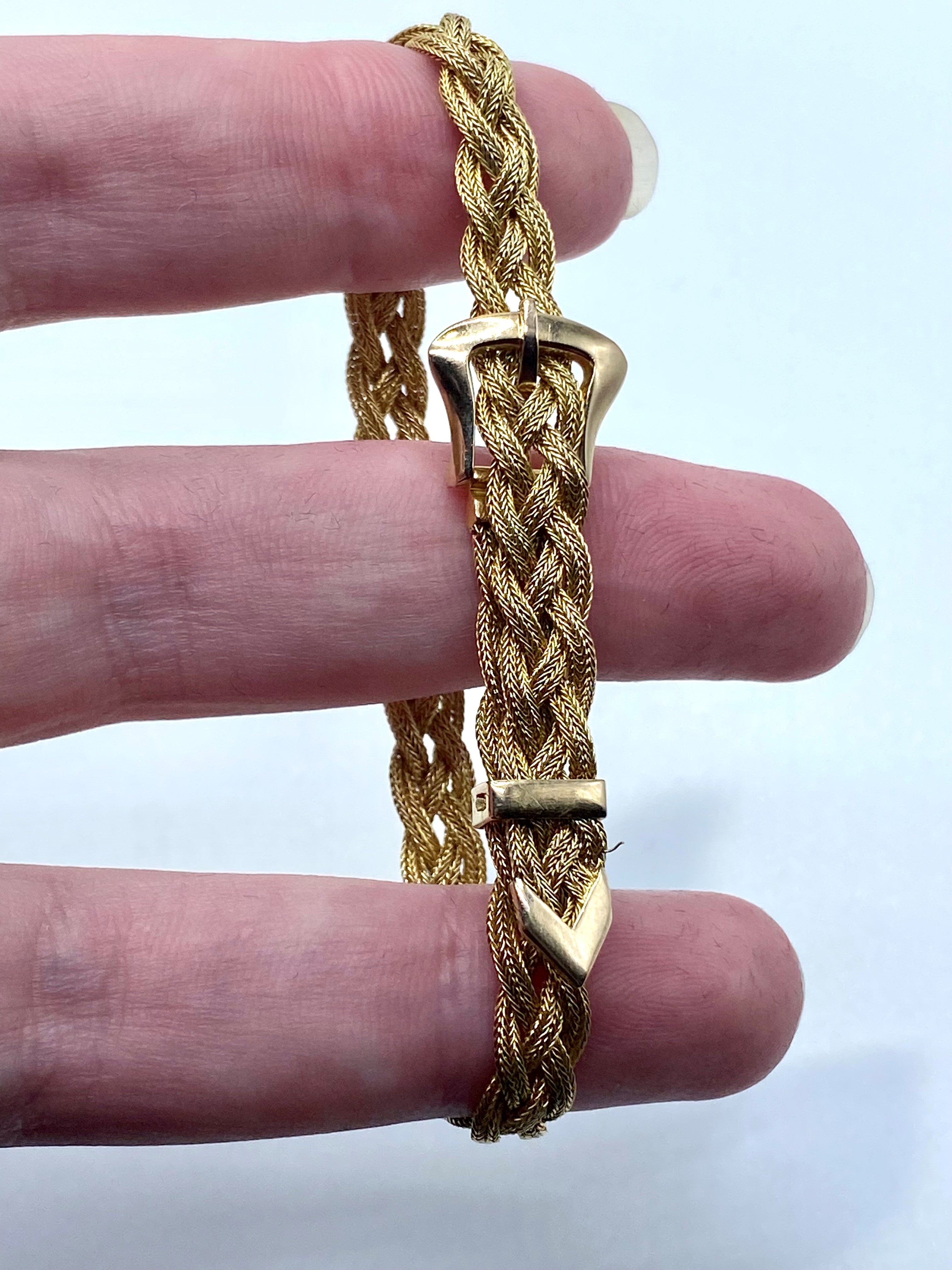 14k Yellow Gold Braided Buckle Bracelet