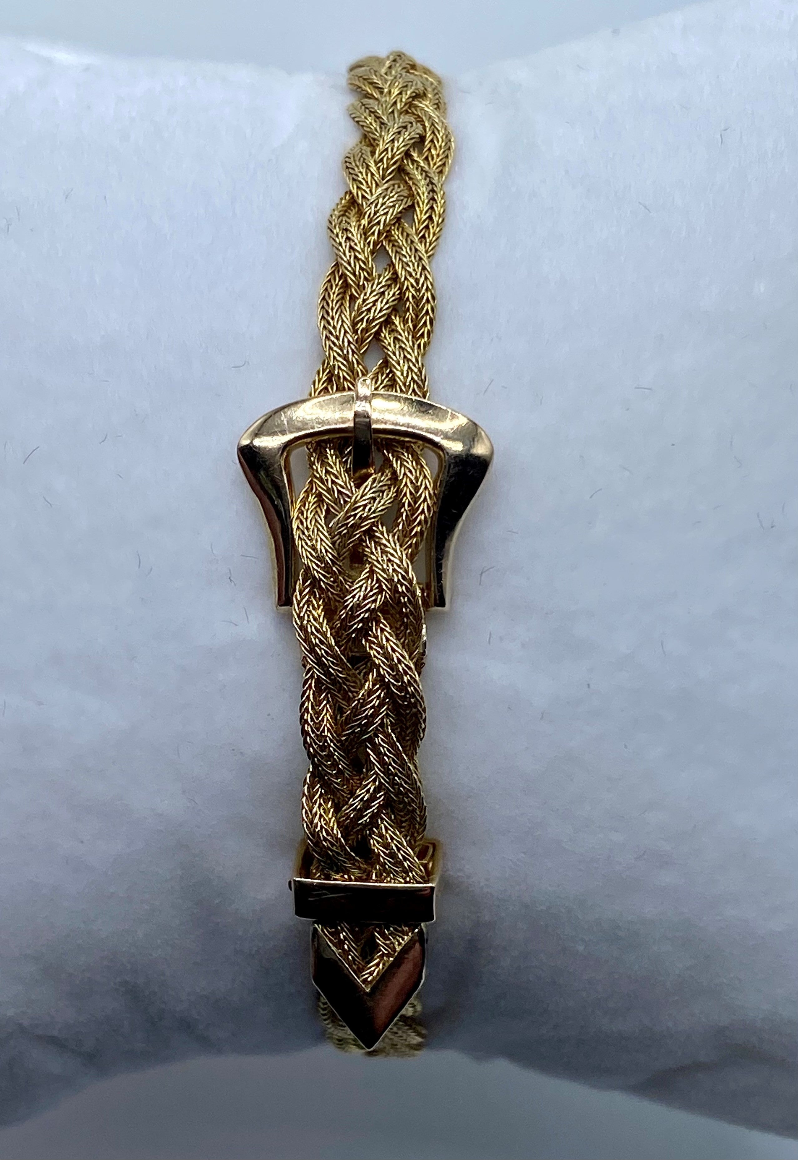 14k Yellow Gold Braided Buckle Bracelet