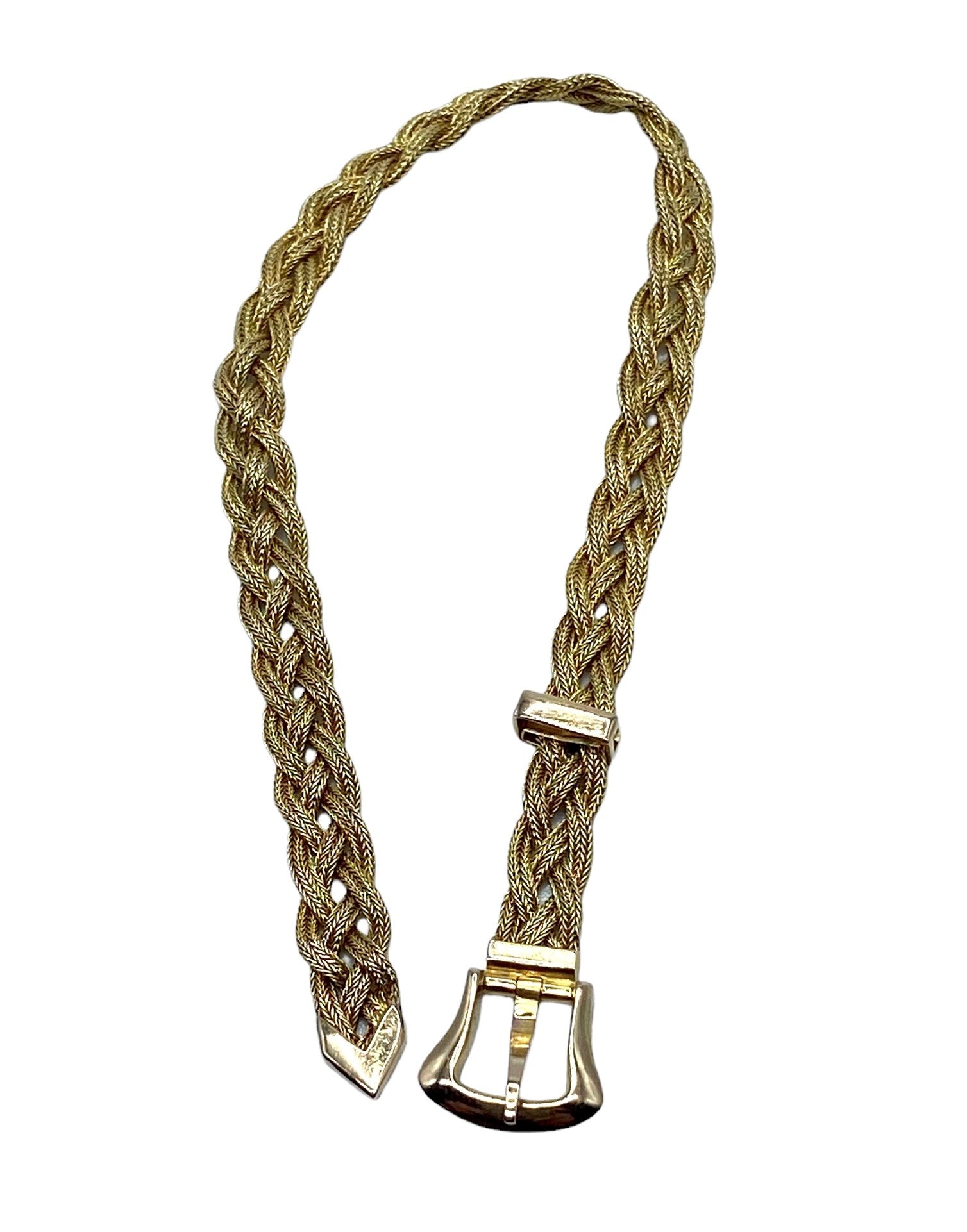 14k Yellow Gold Braided Buckle Bracelet