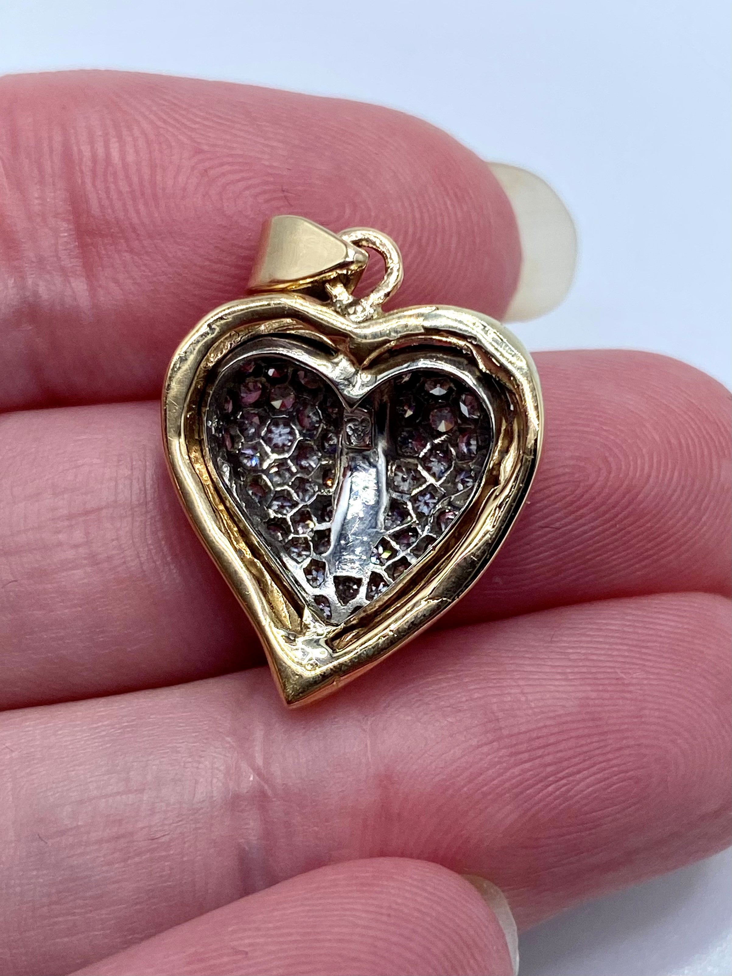 14k Diamond Heart Pendant