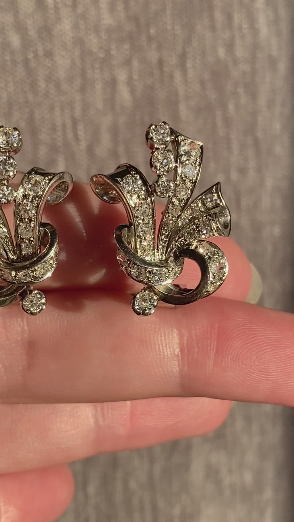Platinum Diamond Mid-century Earrings