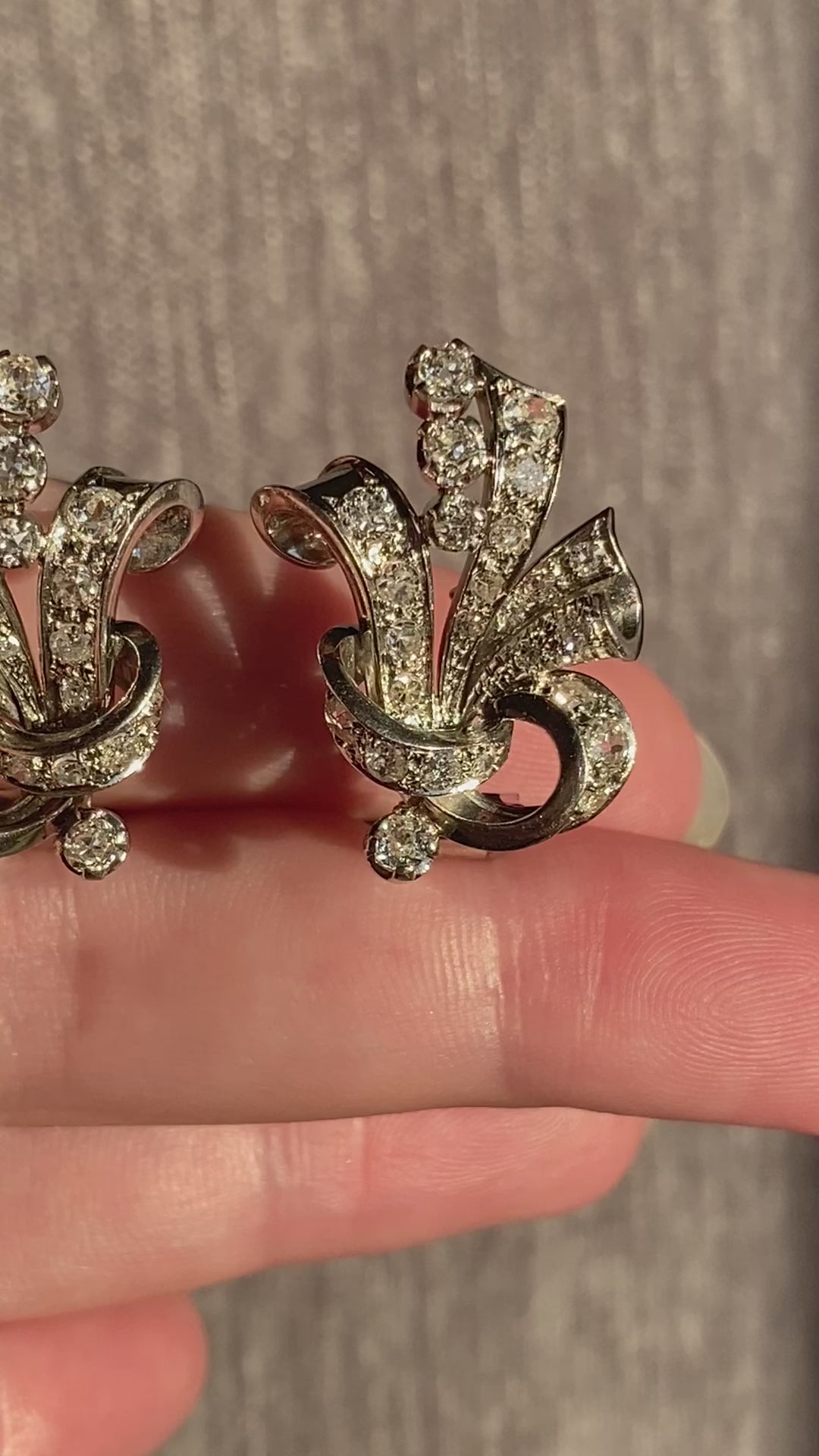 Platinum Diamond Mid-century Earrings