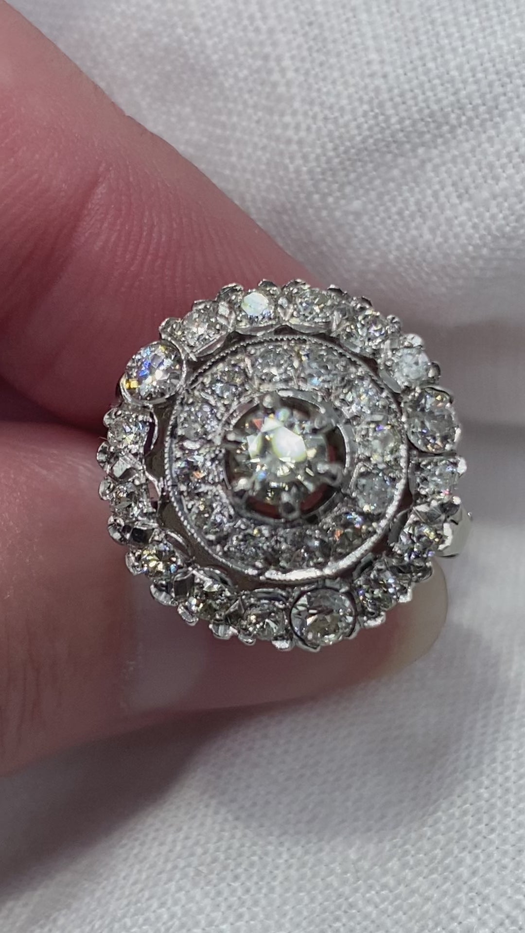 14k Diamond Bullseye Ring