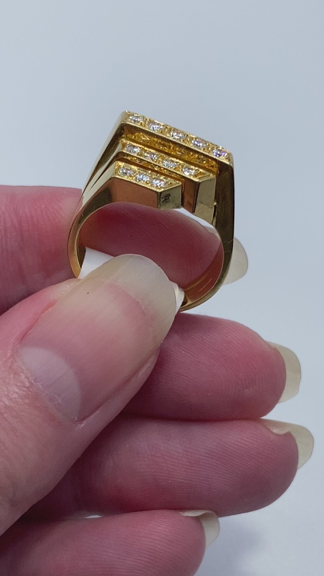 18k Diamond Geometric Ring