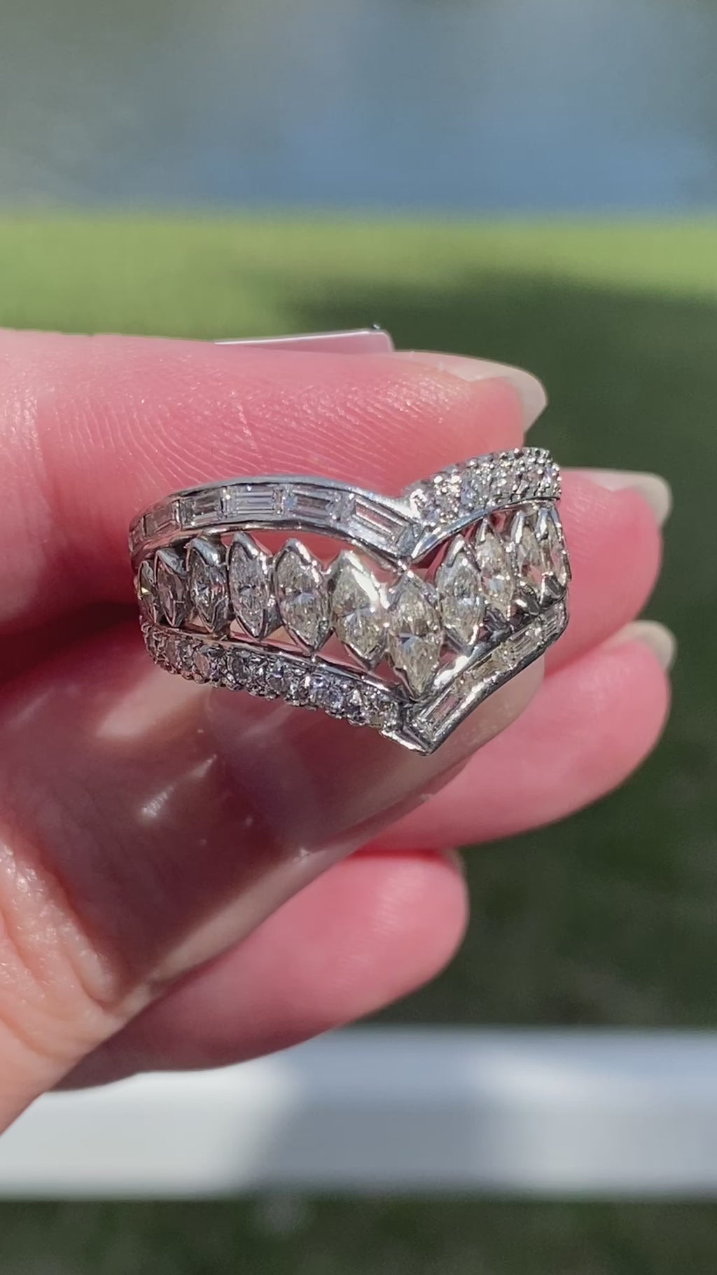 14k Diamond Chevron Ring