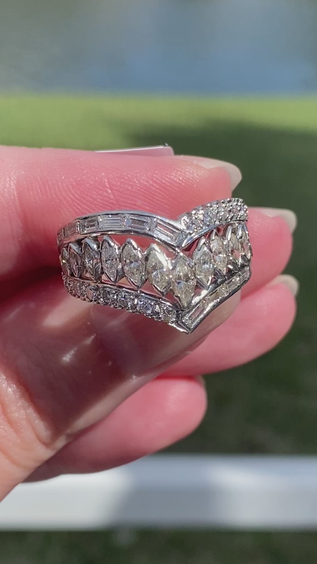 14k Diamond Chevron Ring