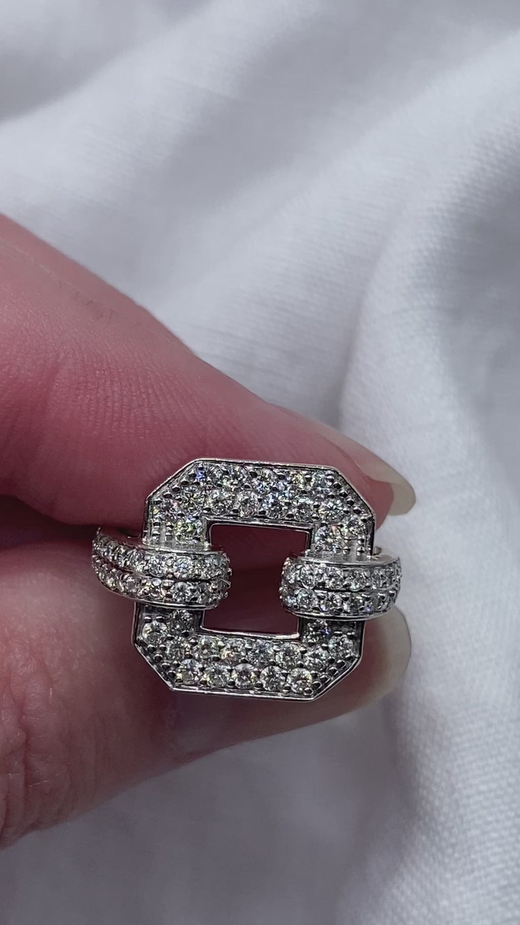 14k Diamond Buckle Ring