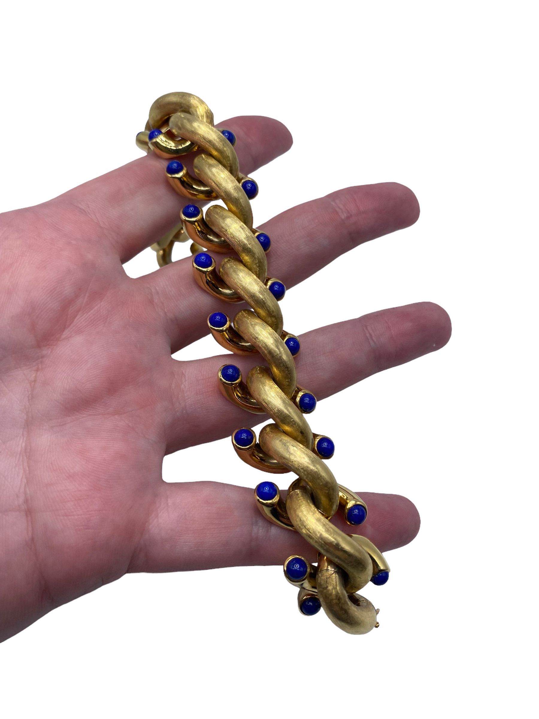 Carlo Weingrill 18k and Lapis Chunky Bracelet