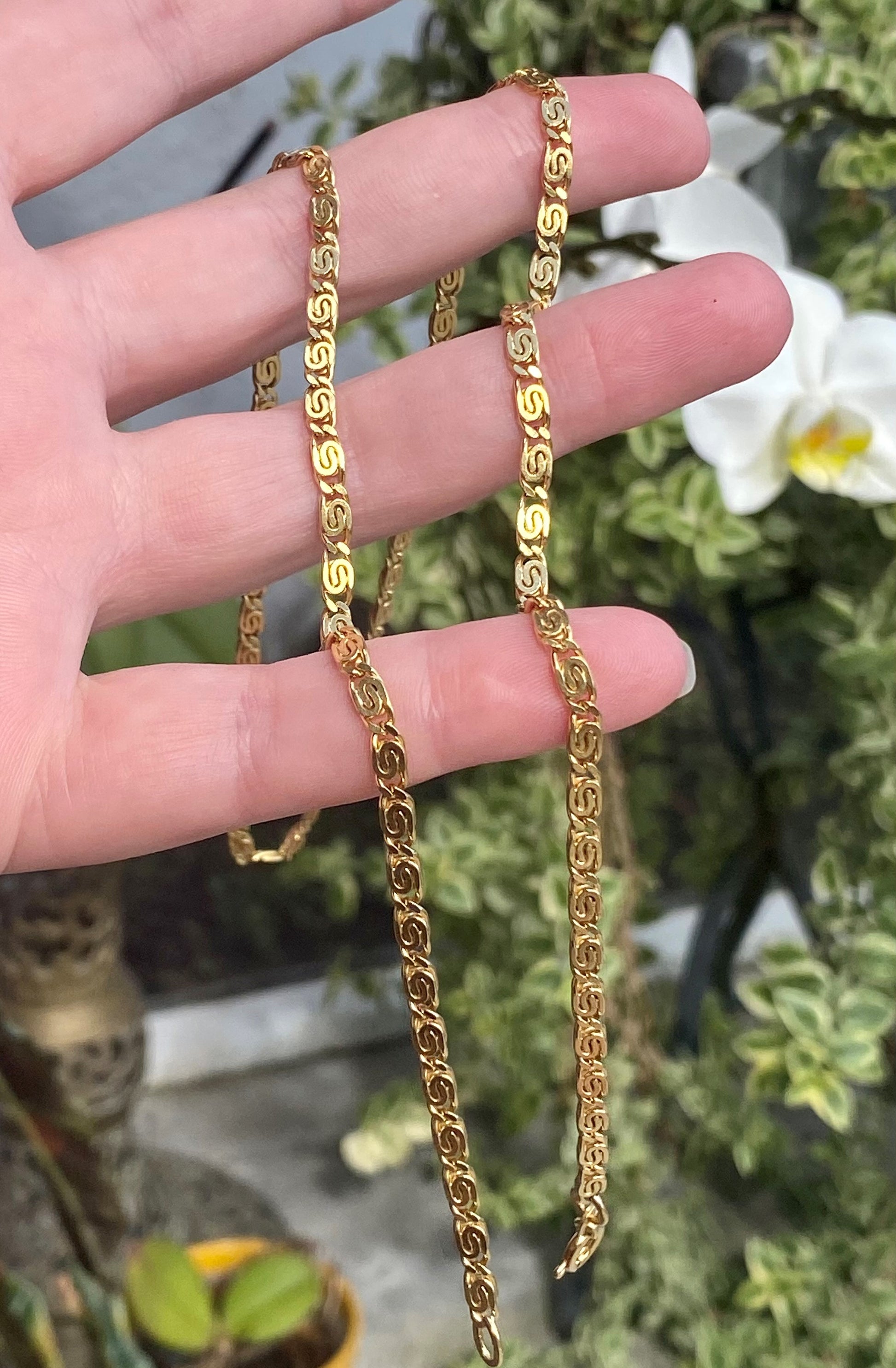 18k Yellow Gold Snail Link Necklace