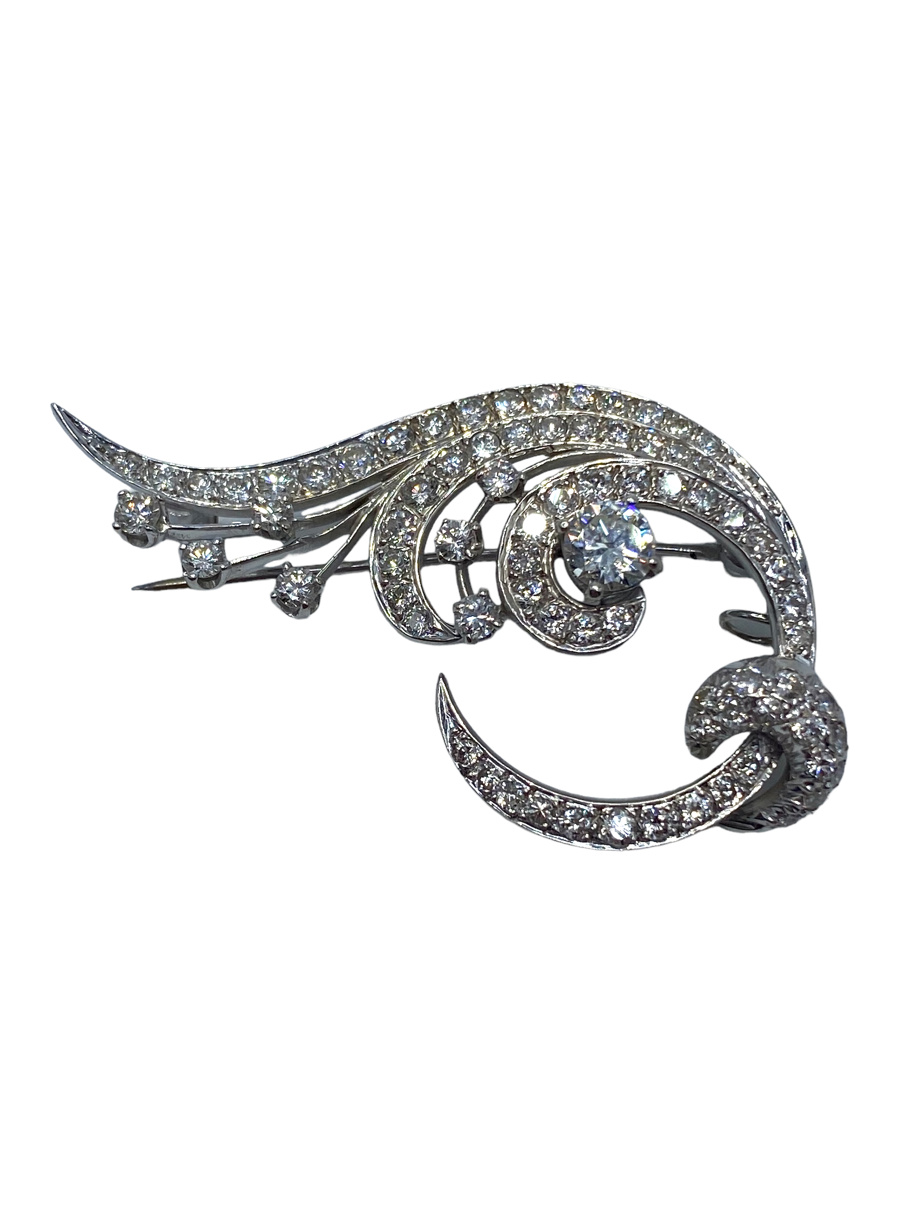 14k White Gold Diamond Spray Brooch/ Pendant