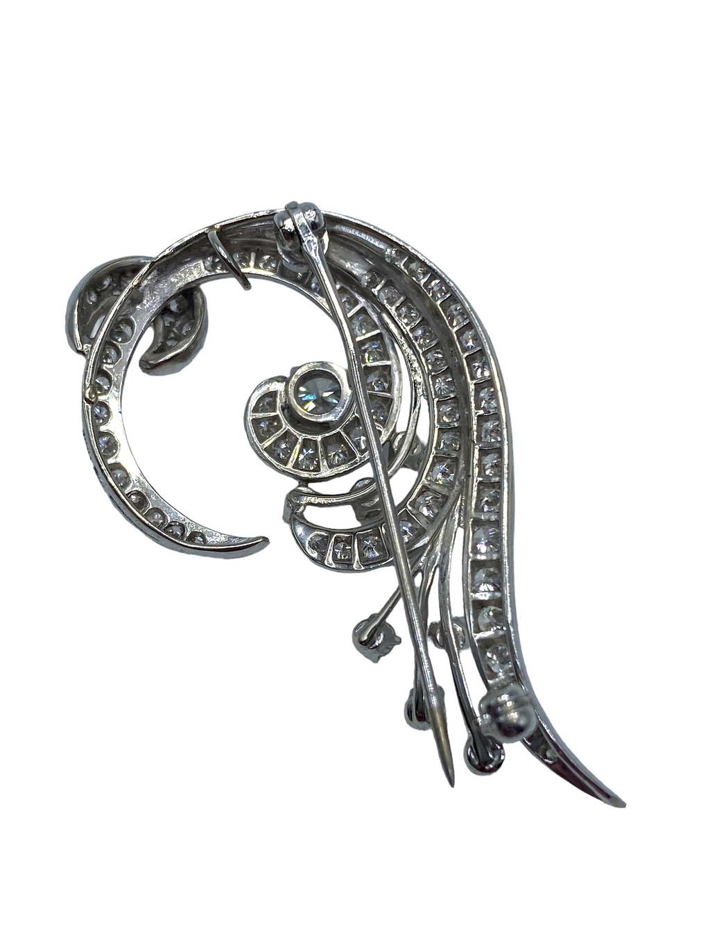 14k White Gold Diamond Spray Brooch/ Pendant
