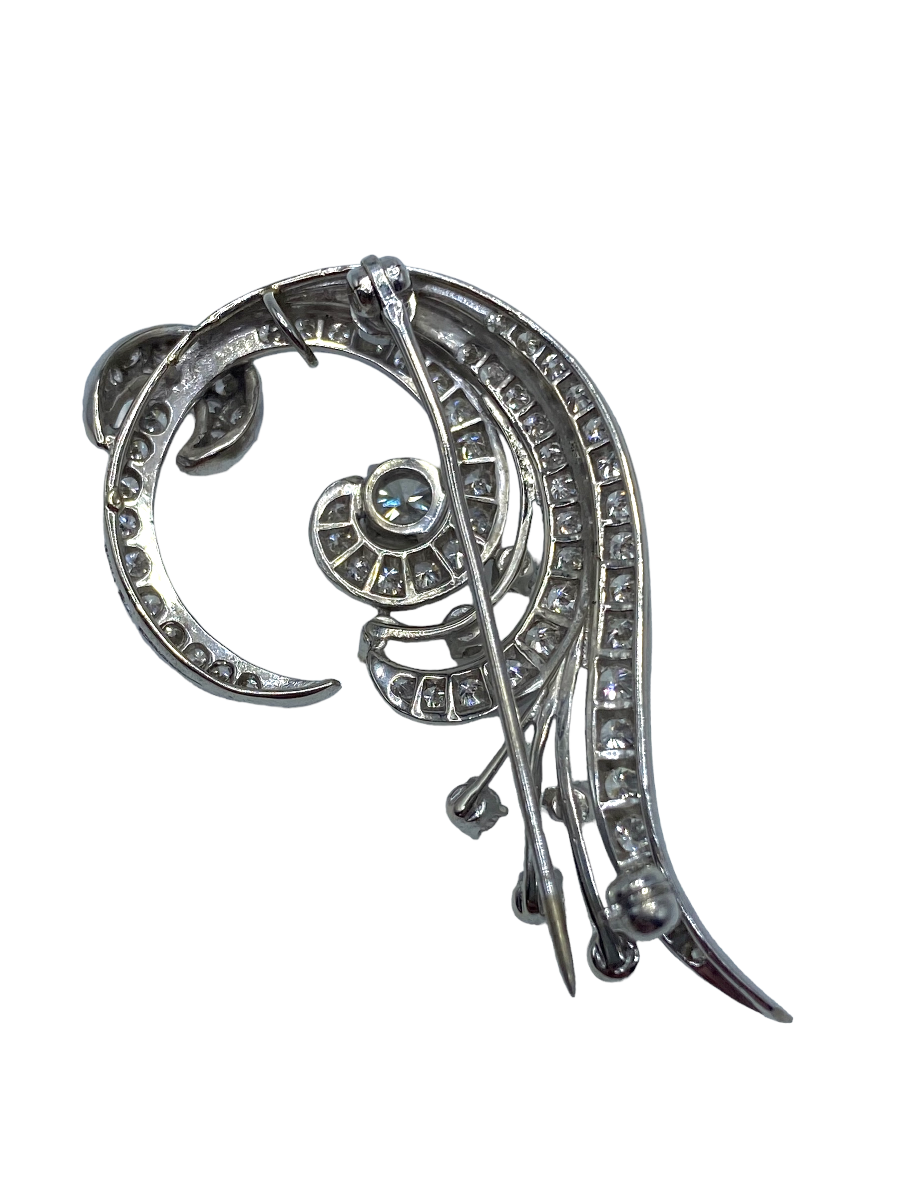 14k White Gold Diamond Spray Brooch/ Pendant