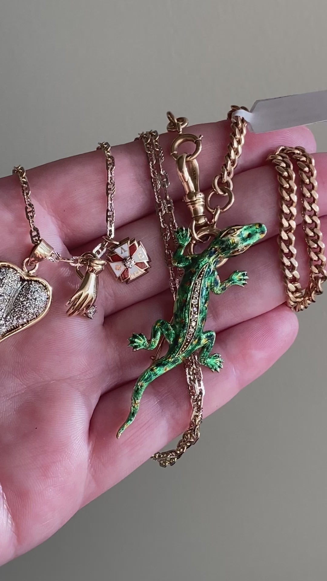 14k Enamel Diamond Alligator Pin