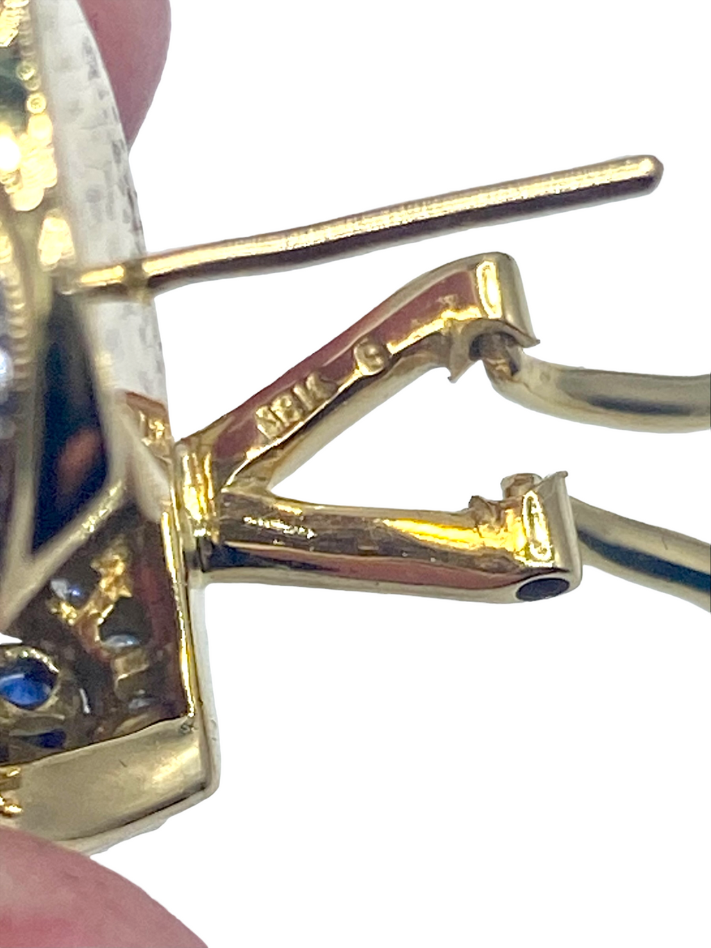 18k Sapphire and Diamond Basketweave Earrings