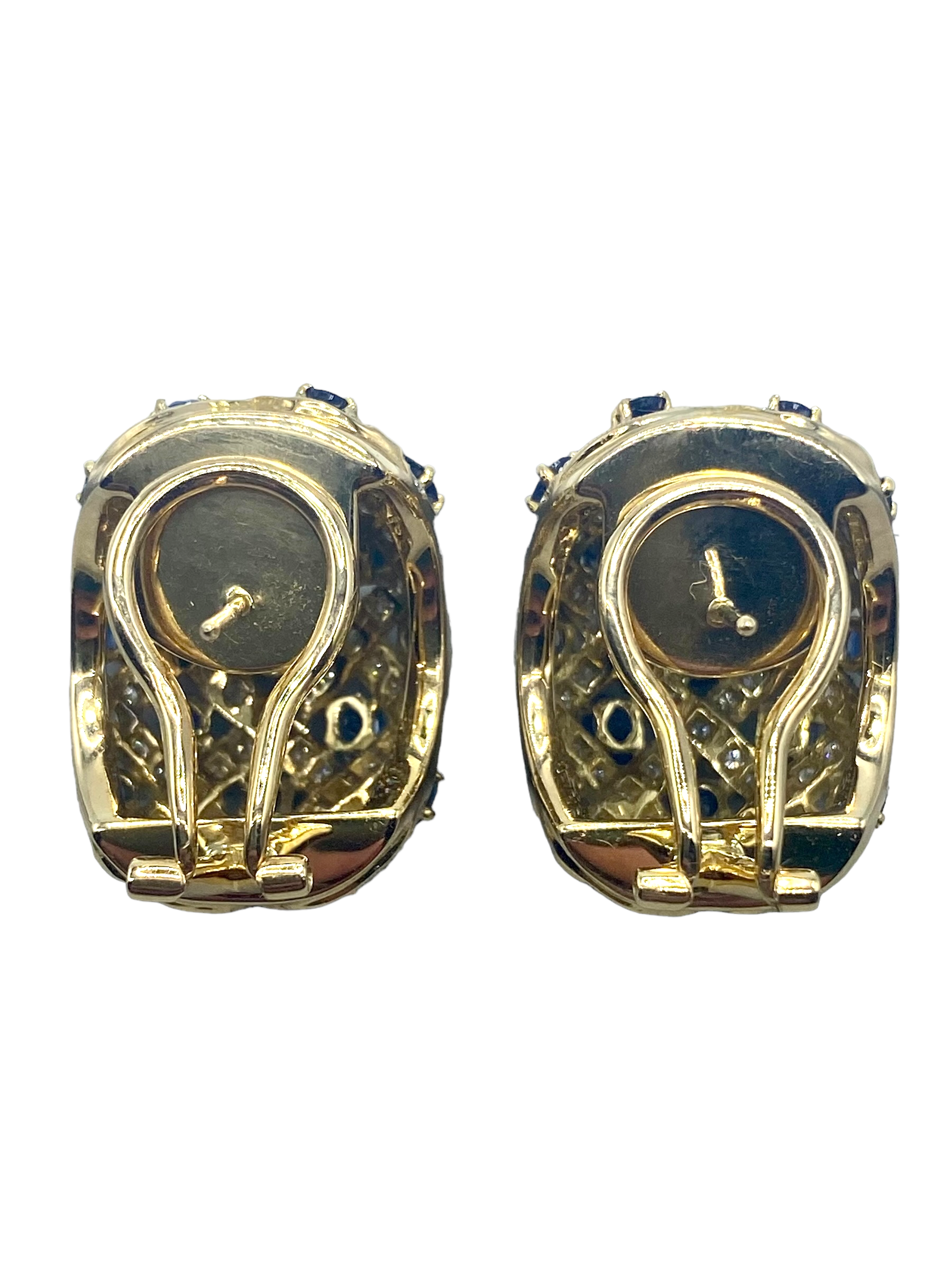 18k Sapphire and Diamond Basketweave Earrings