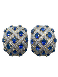 18k Sapphire and Diamond Basketweave Earrings