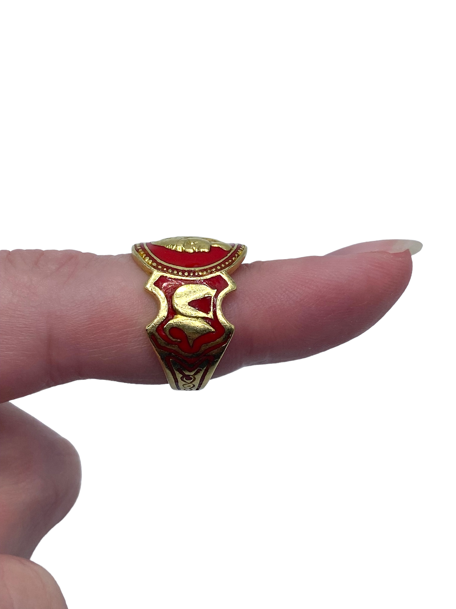 18k Red Enamel "Cigar Band" Ring