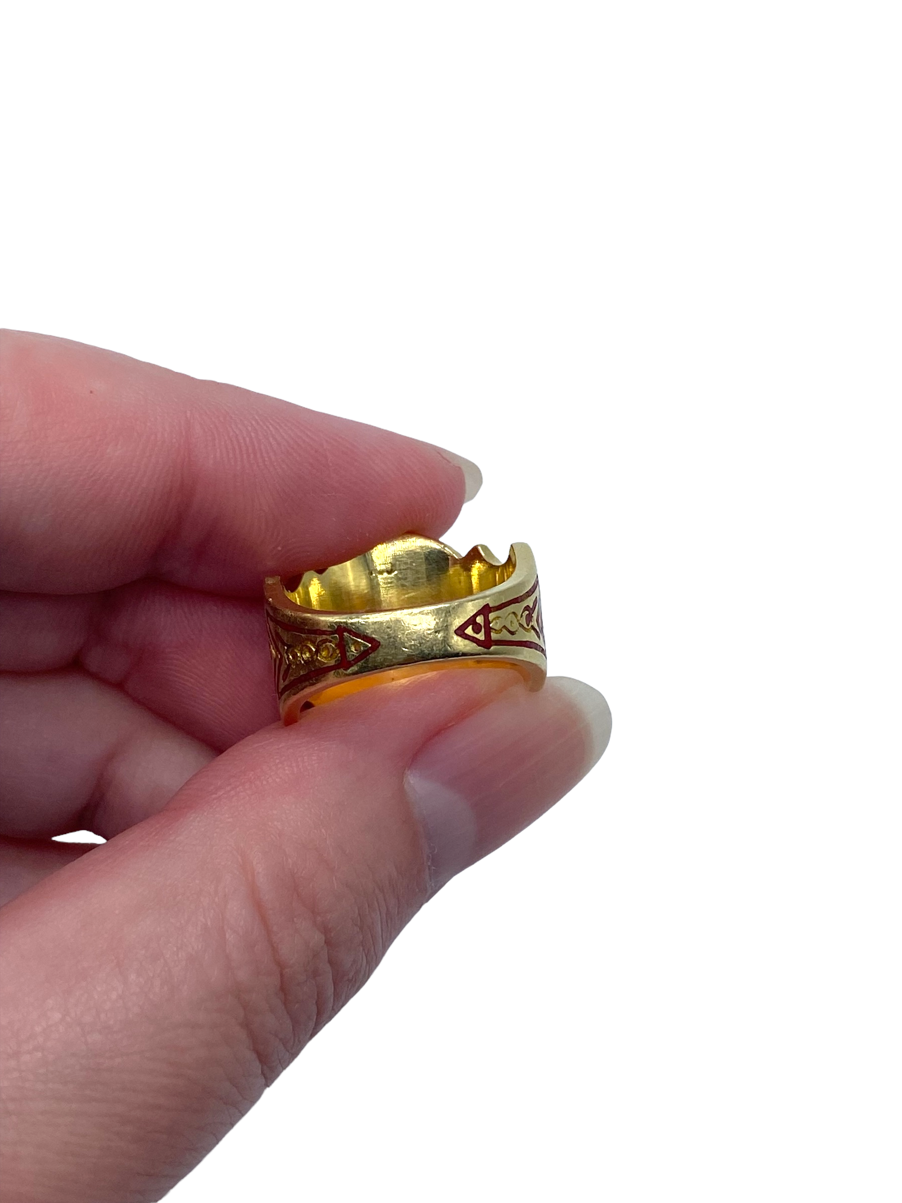 18k Red Enamel "Cigar Band" Ring
