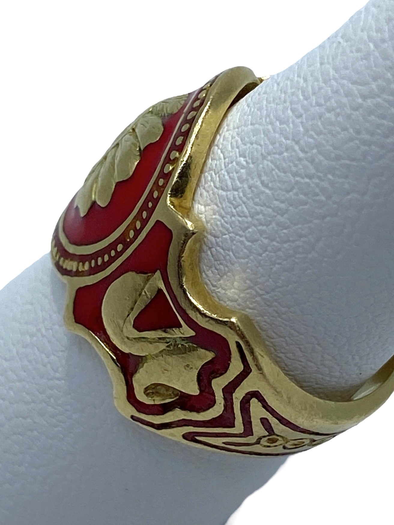 18k Red Enamel "Cigar Band" Ring