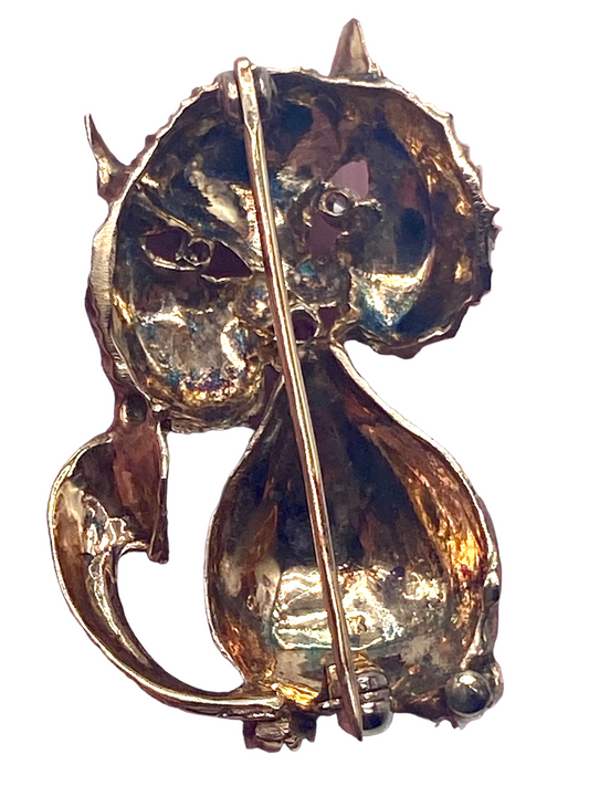 14k Cheshire Cat Brooch