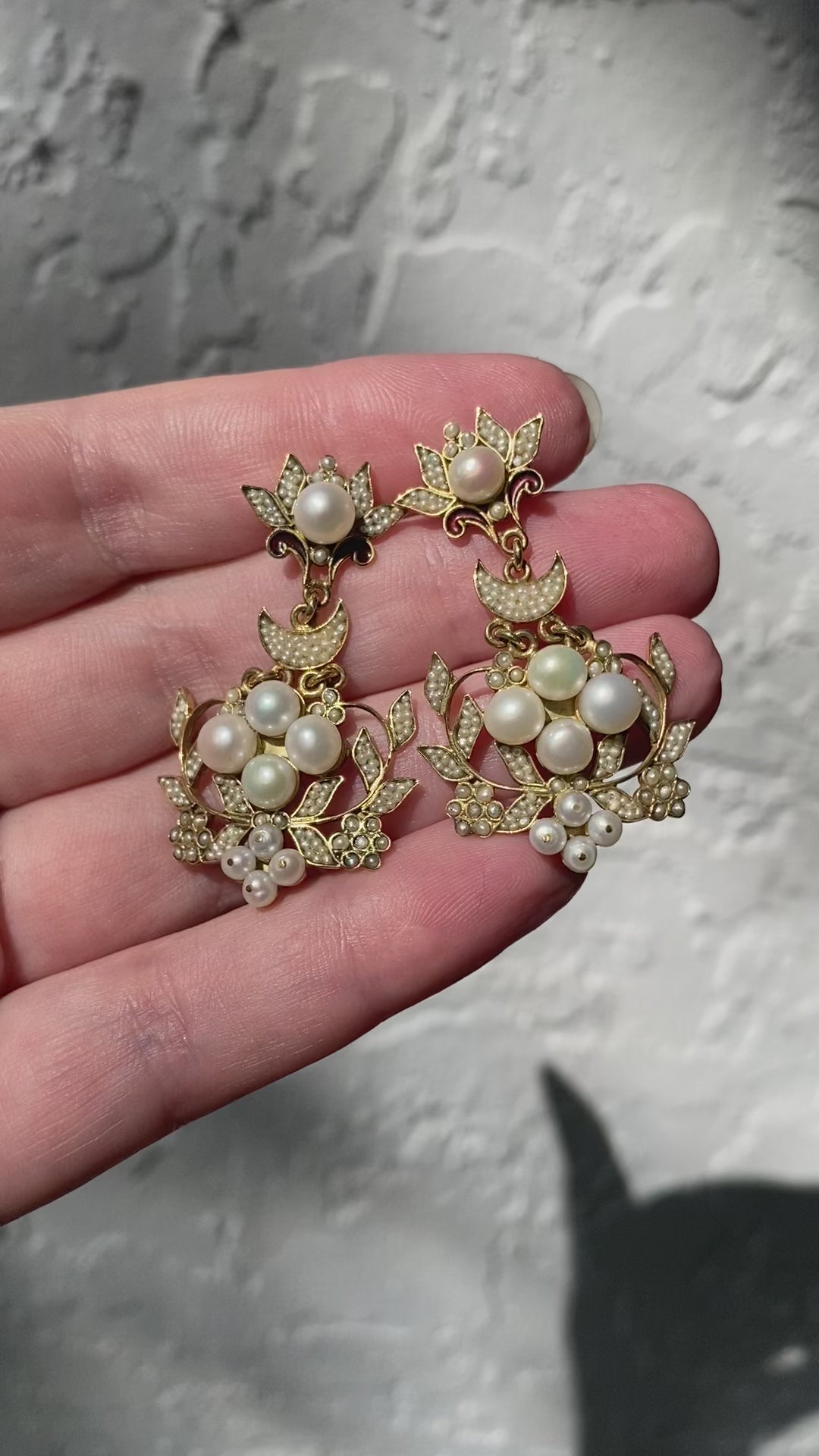 18k Percossi Papi Seed Pearl Enamel Drop Earrings