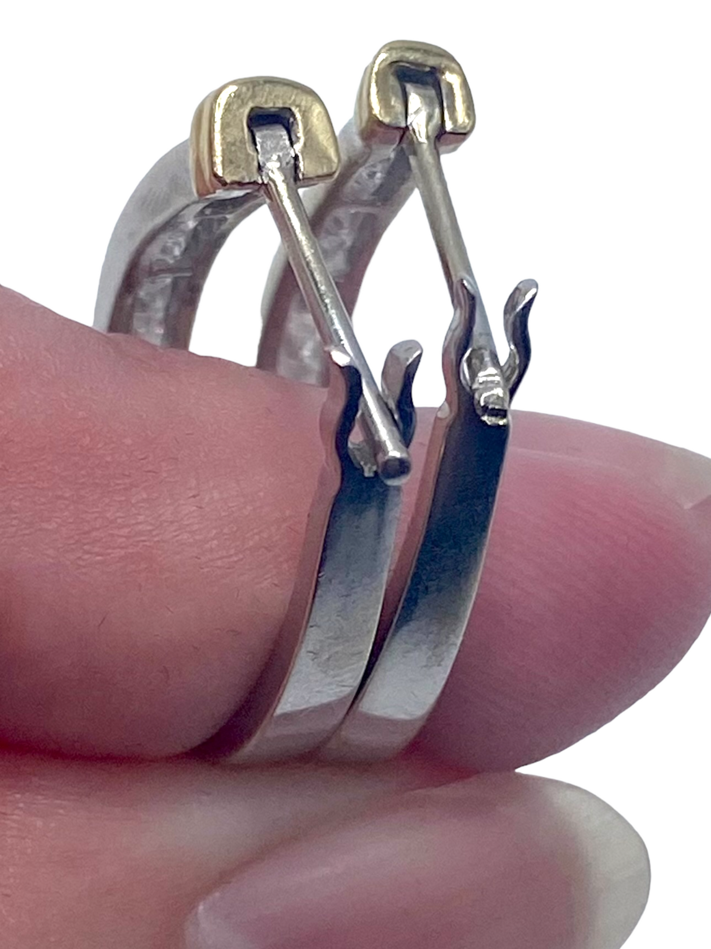 14k Princess Cut Diamond Hoops