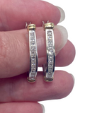 14k Princess Cut Diamond Hoops