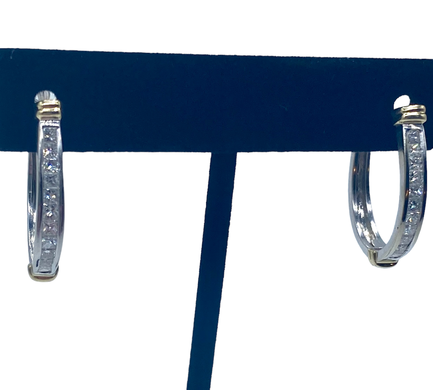 14k Princess Cut Diamond Hoops