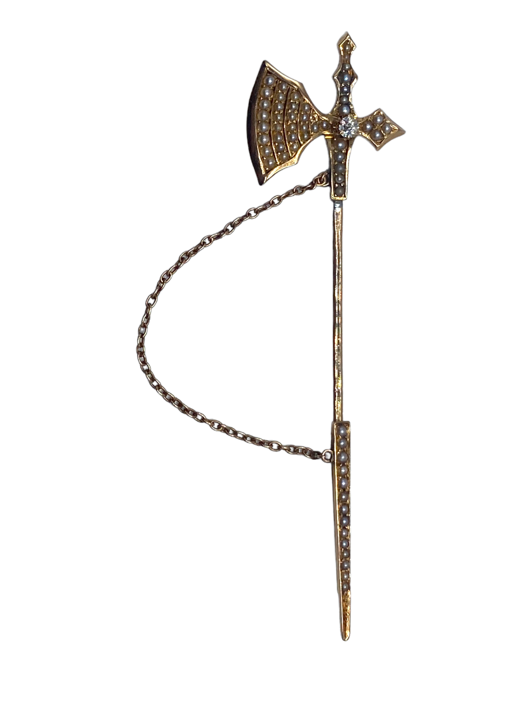 14k Late Victorian Broadaxe Jabot Pin