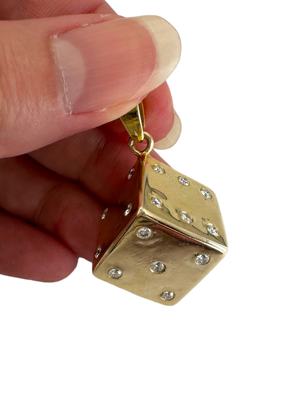 14k Diamond Die Pendant