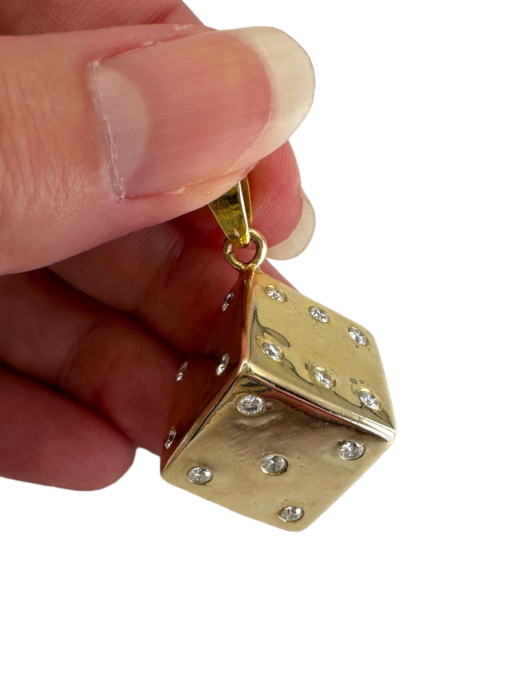 14k Diamond Die Pendant