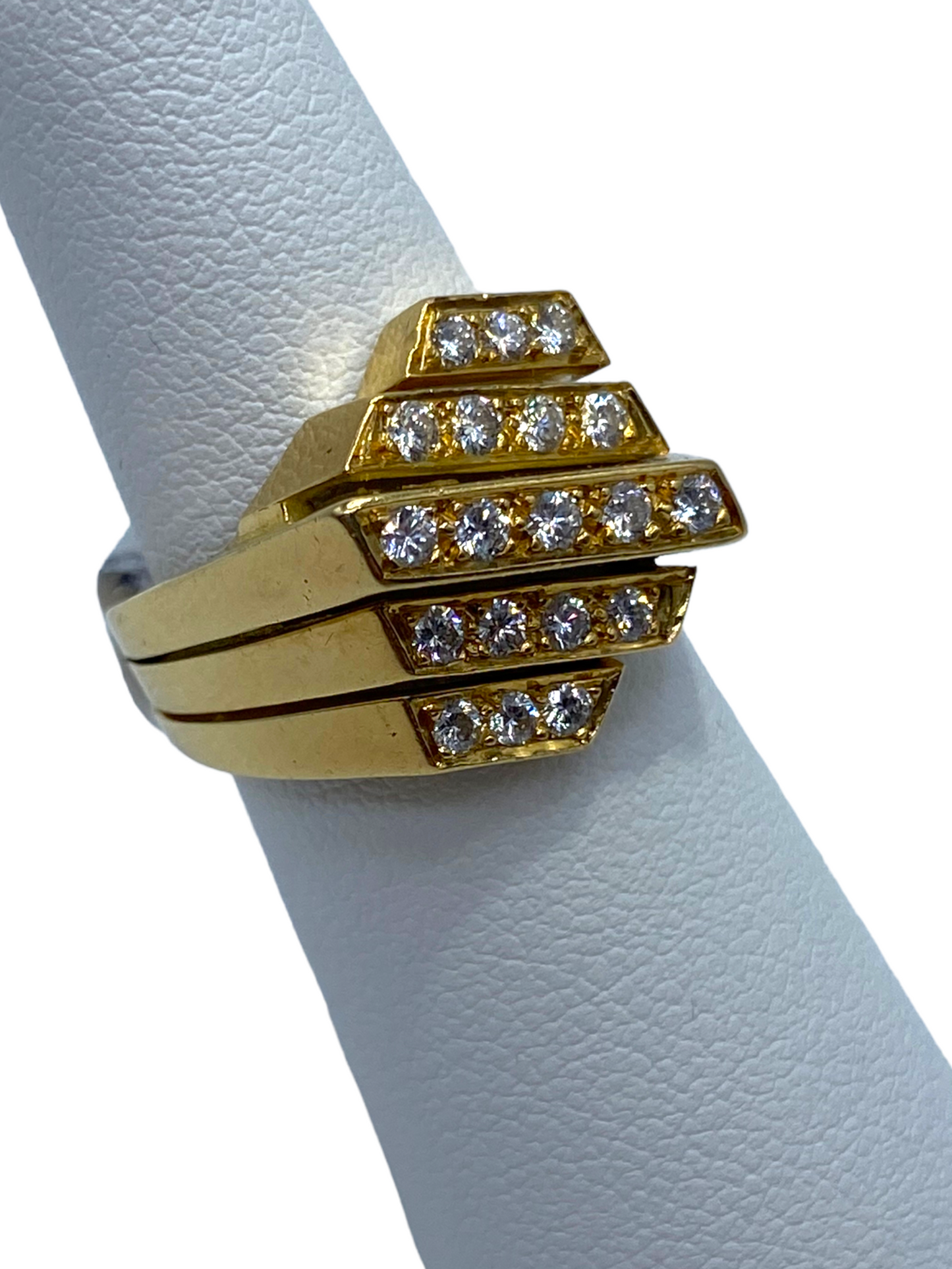 18k Diamond Geometric Ring