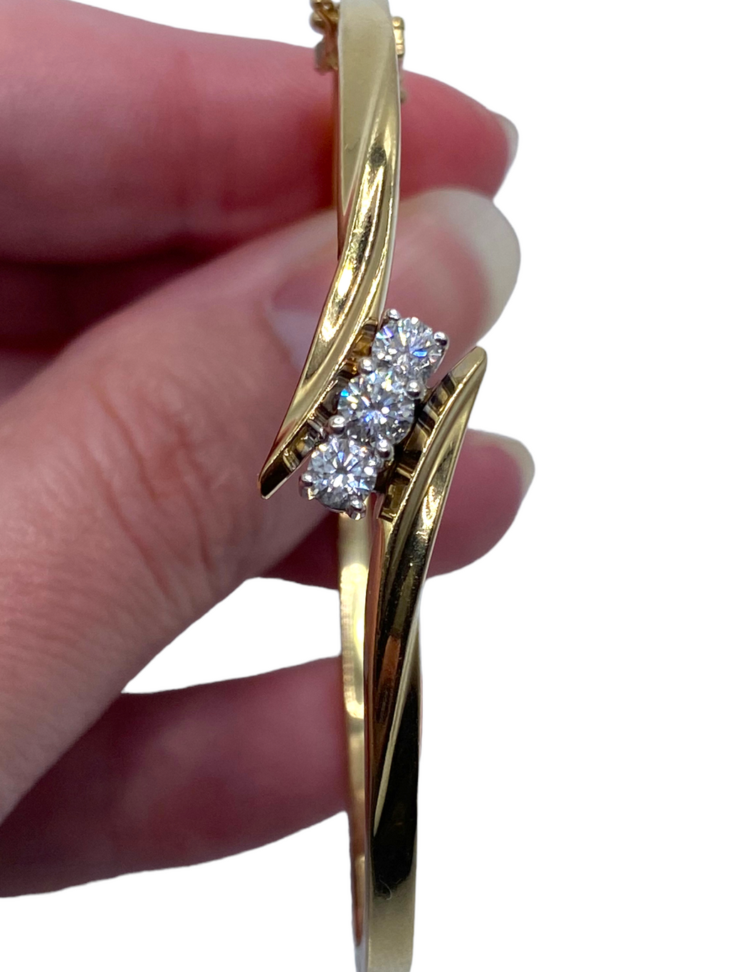 14k Diamond Crossover Bangle Bracelet
